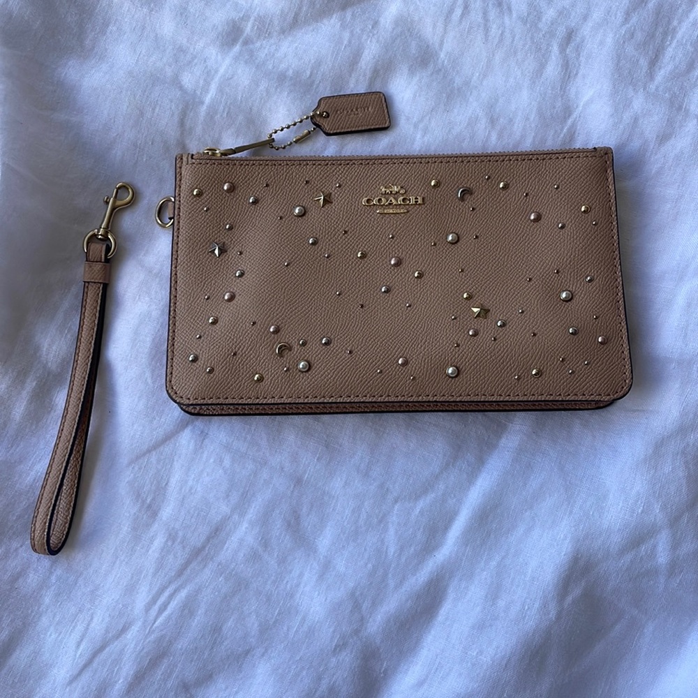 Couch Wristlet with removable strap - Stars & Moon Detail